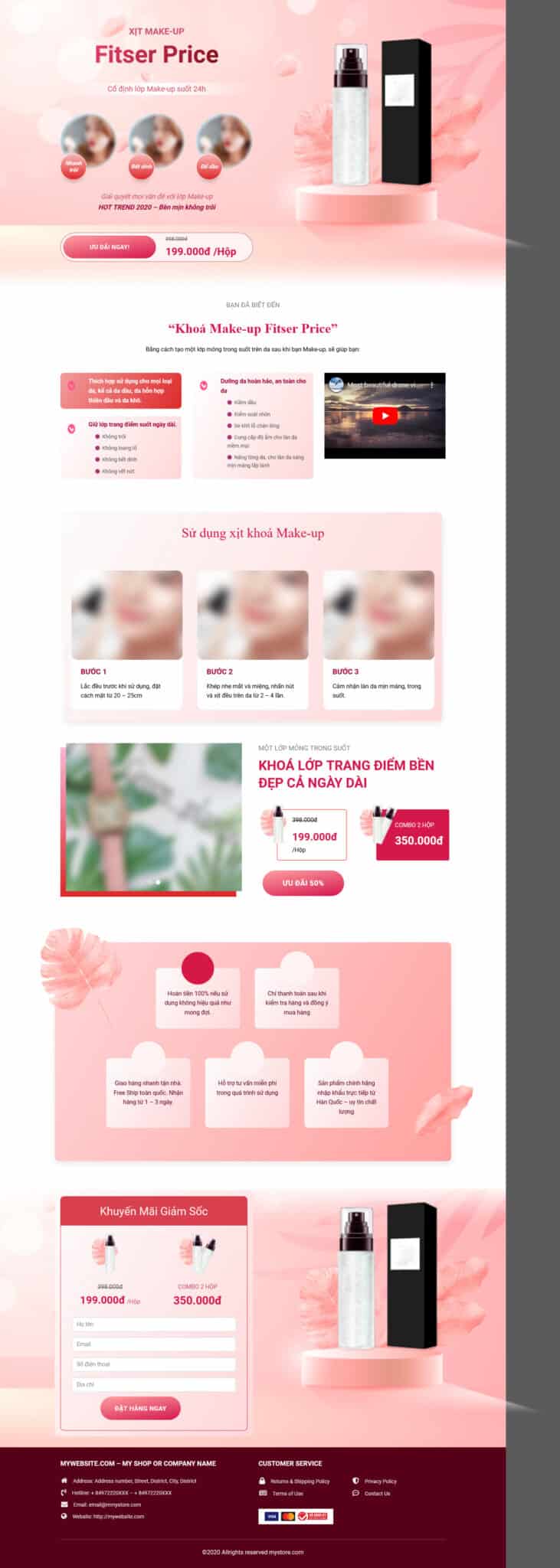 Theme wordpress lading pape khóa học trang điểm